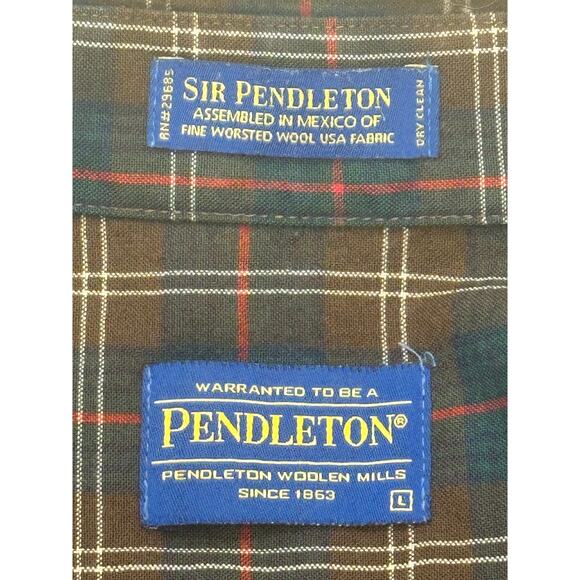 SIR PENDLETON 100% Worsted Wool Button Down Chisholm Tartan Shirt-Men's Large - Picture 10 of 11